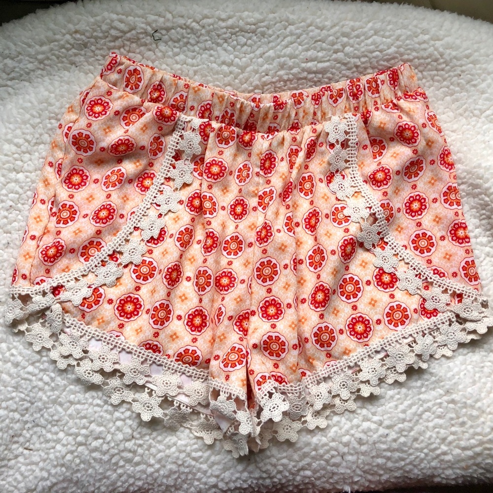 Floral Shorts with Crocheted Lining